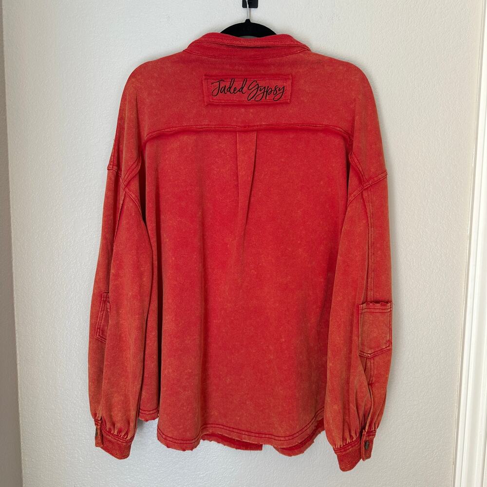 Faded Gypsy Rust Cotton Button Up Sweatshirt Shac… - image 2